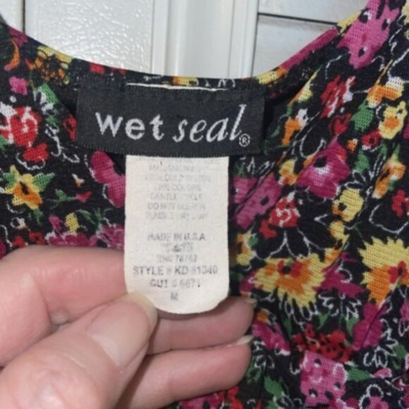 VTG Wet Seal Dress Floral Boho Tie Poof Hem Mini Dress Size M USA - Picture 3 of 11